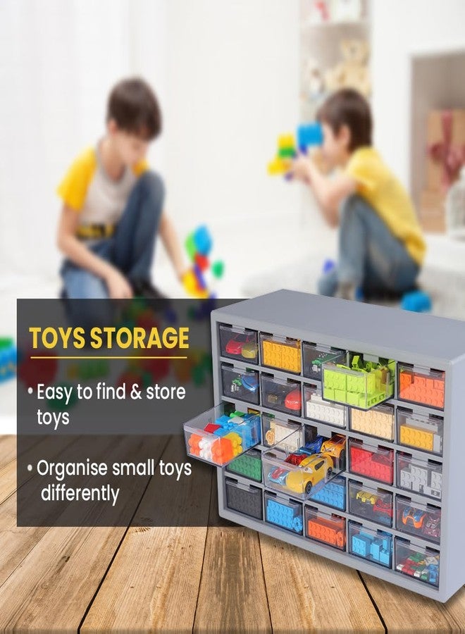 Alkon Plastic ACO 25 Polypropylene Component Organiser With 25 Drawers, Small Parts Grey Storage Jewellery | Craft | Sewing Cabinets | Screws | Nuts | Bolts | Tool Organiser | DIY | Clinic | Hospital - Image 4